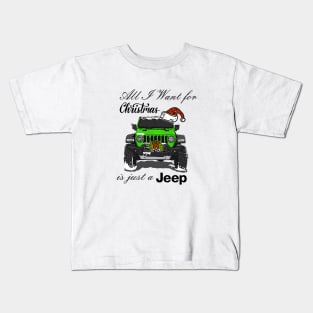 Christmas Jeep Green Kids T-Shirt